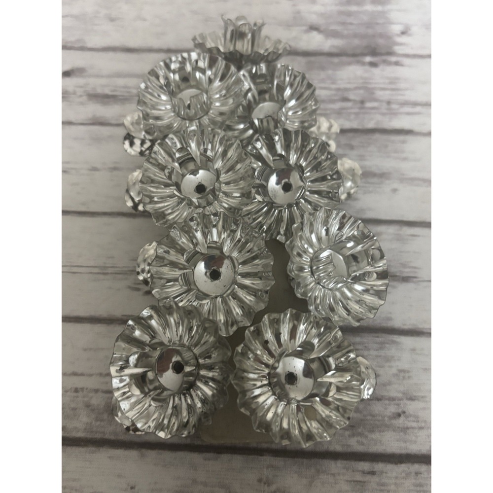 VINTAGE CHRISTMAS TREE CANDLE CLIPS / SET of 9 / SILVER CANDLE HOLDERS